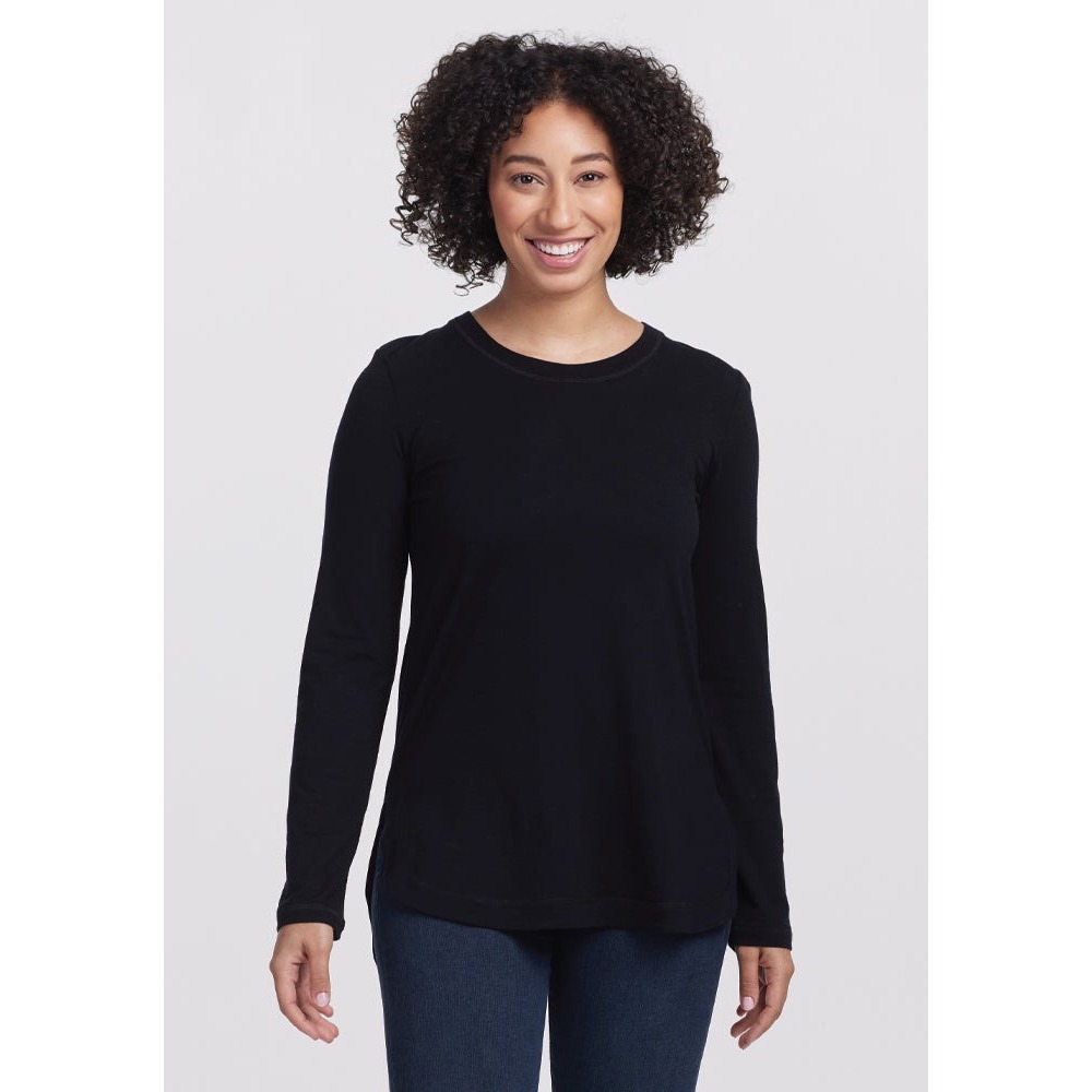Woolx Hazel Tunic Lightweight Merino Wool Long Sleeve Top Black Medium